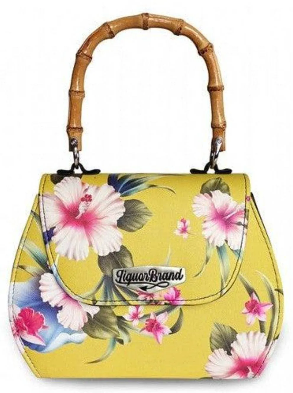 Luau Yellow Vintage Bamboo Handle Bag