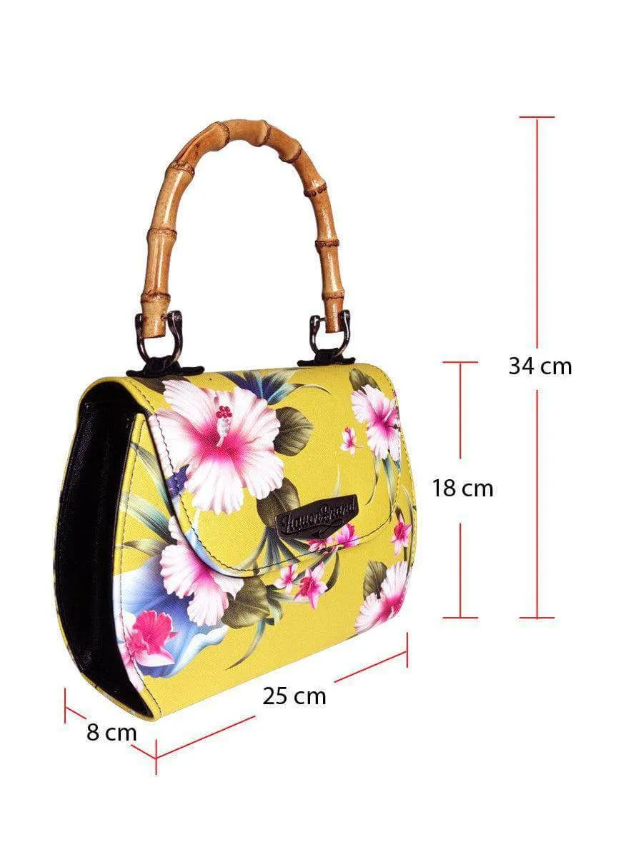Luau Yellow Vintage Bamboo Handle Bag