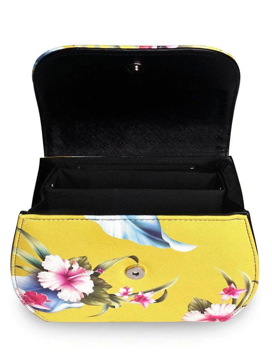 Luau Yellow Vintage Bamboo Handle Bag