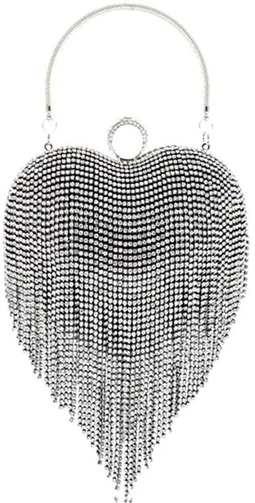 Luxury Gold Heart Tassel Party Clutch Bag/Purse/Handbag