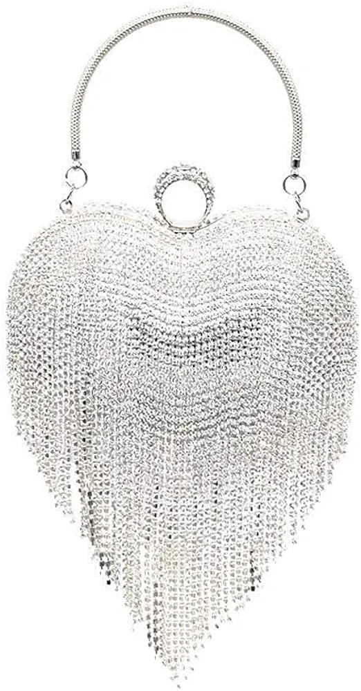 Luxury Gold Heart Tassel Party Clutch Bag/Purse/Handbag