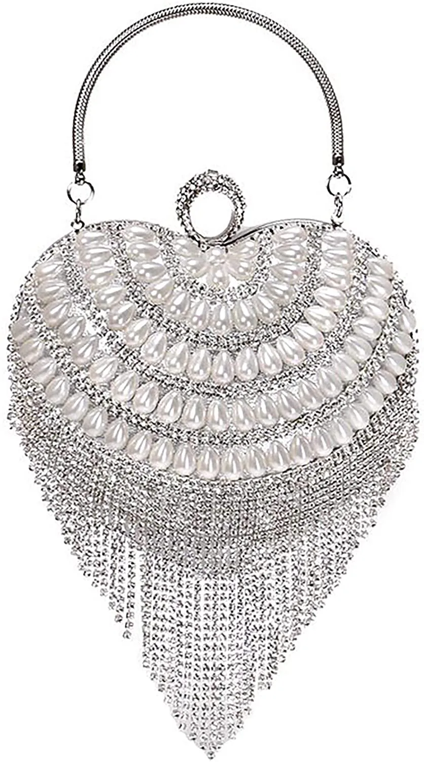 Luxury Gold Heart Tassel Party Clutch Bag/Purse/Handbag