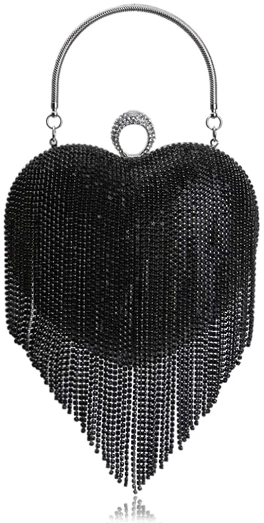 Luxury Gold Heart Tassel Party Clutch Bag/Purse/Handbag