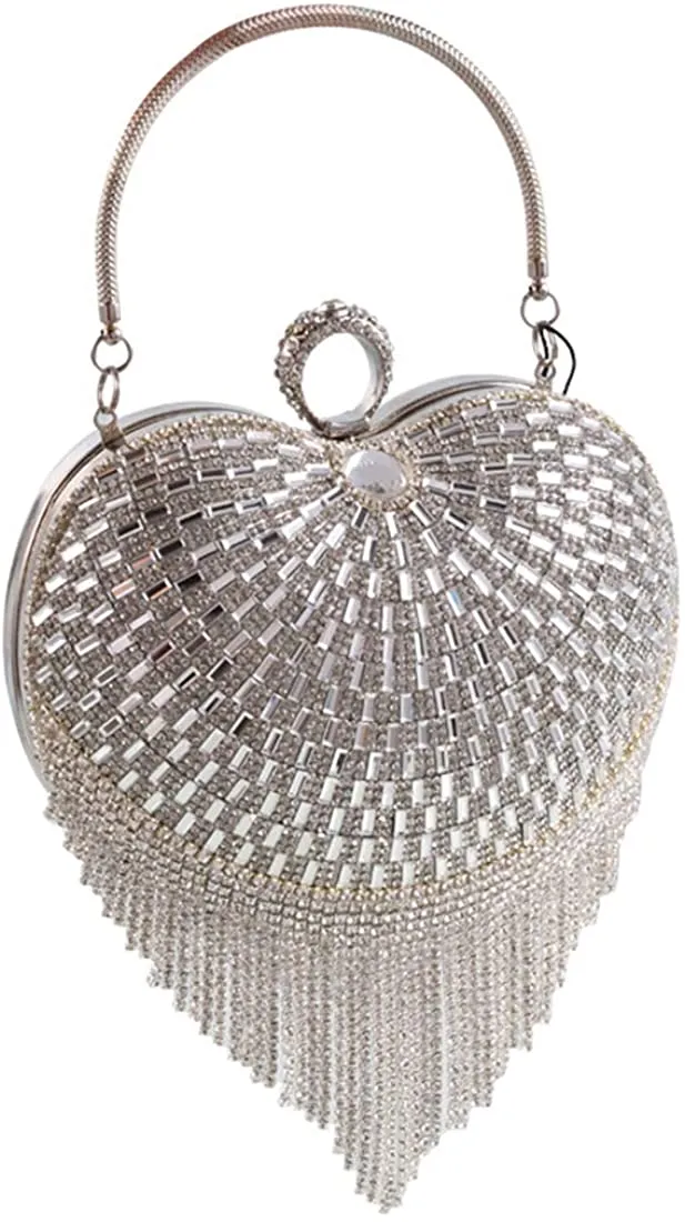 Luxury Gold Heart Tassel Party Clutch Bag/Purse/Handbag