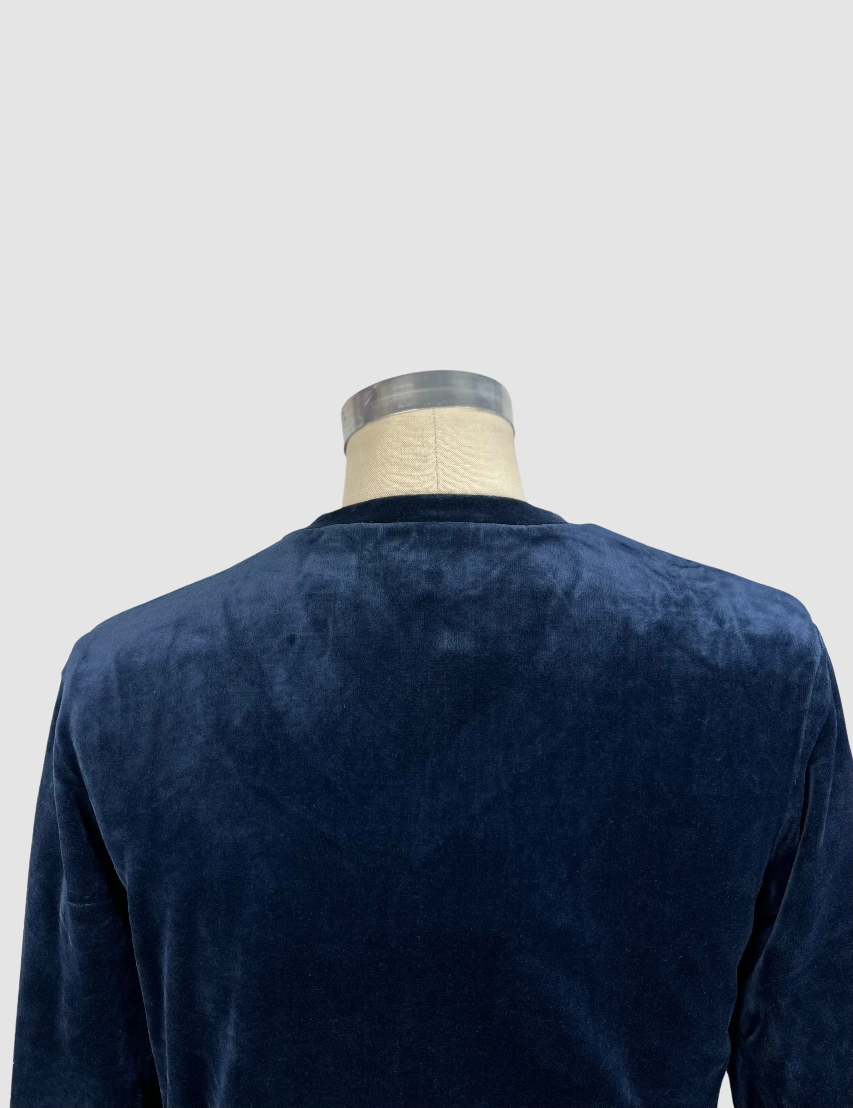 MARTINI 70s Deadstock Blue Cotton Velour Sweater • Small