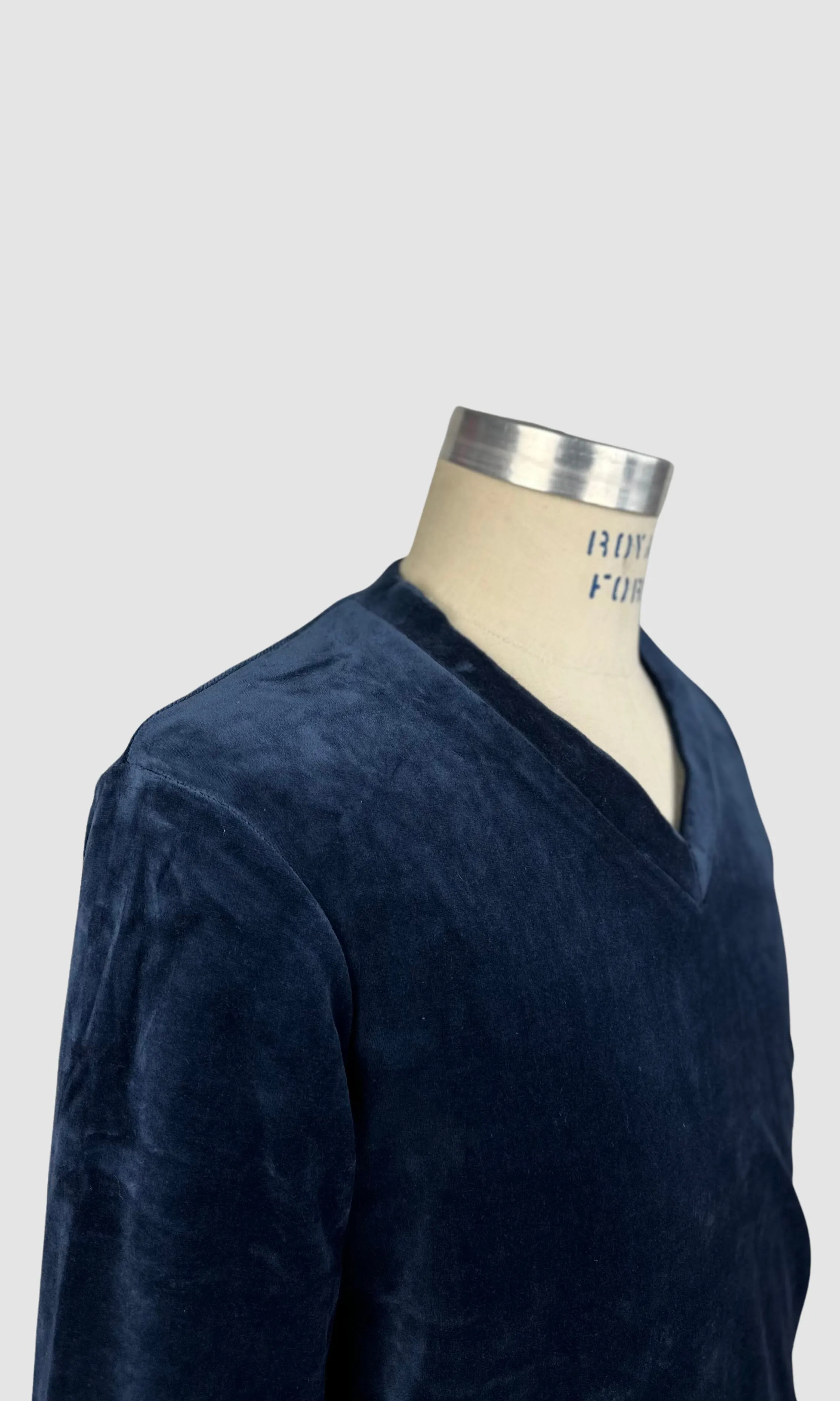 MARTINI 70s Deadstock Blue Cotton Velour Sweater • Small