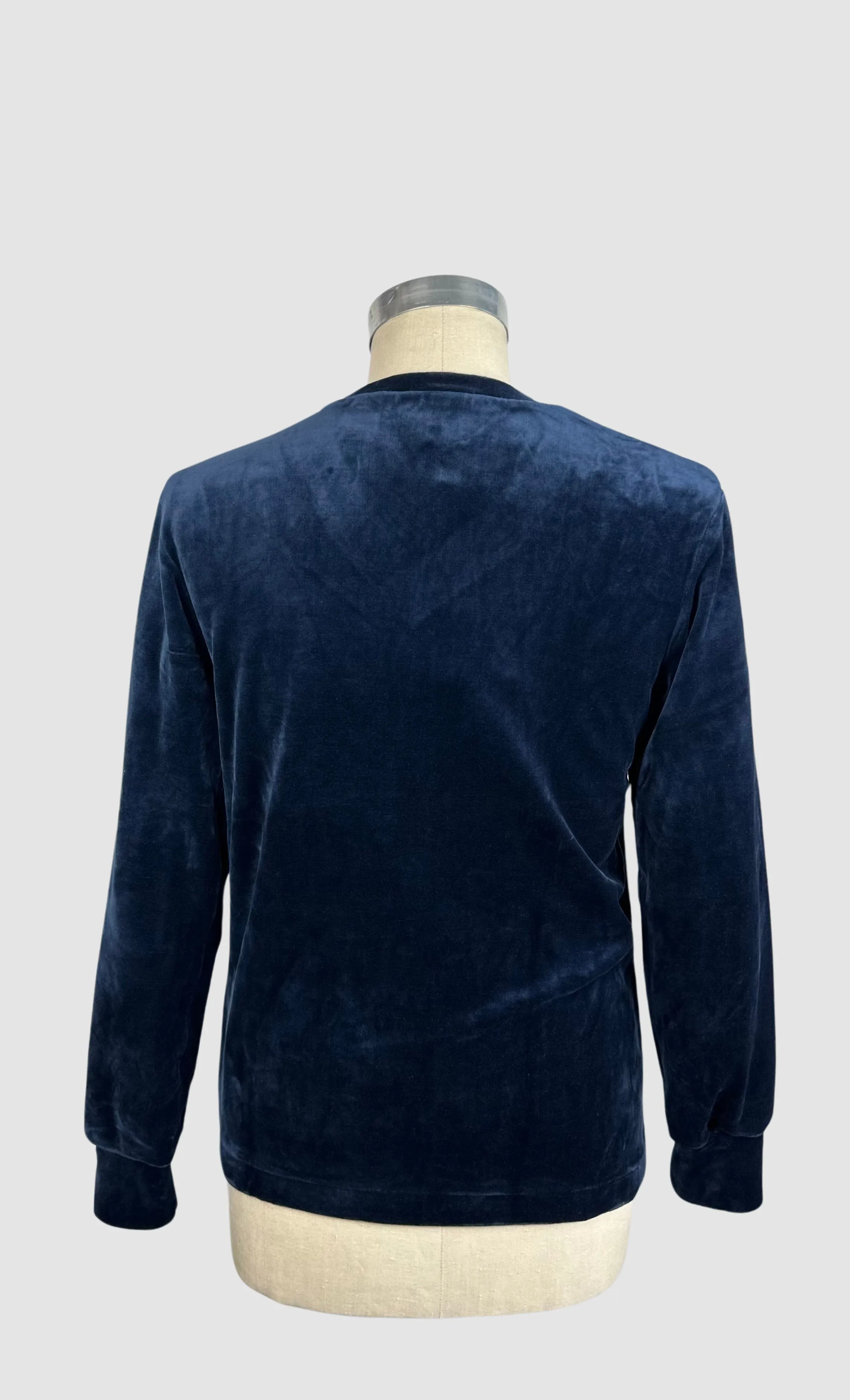 MARTINI 70s Deadstock Blue Cotton Velour Sweater • Small