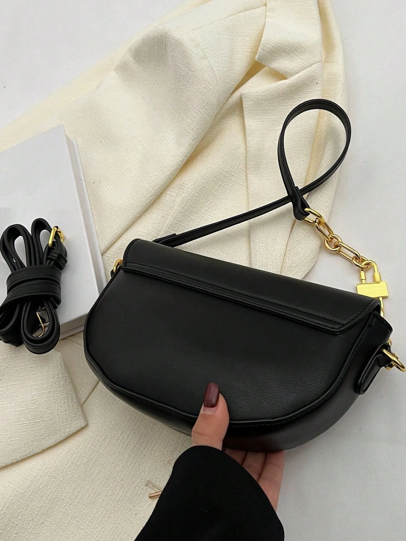 Metal Decor Flap Saddle Bag
