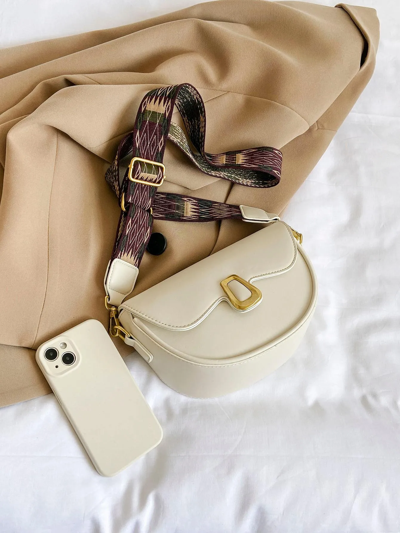 Metal Decor Flap Saddle Bag