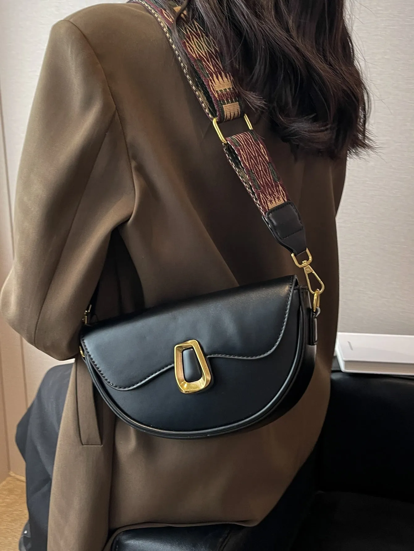 Metal Decor Flap Saddle Bag