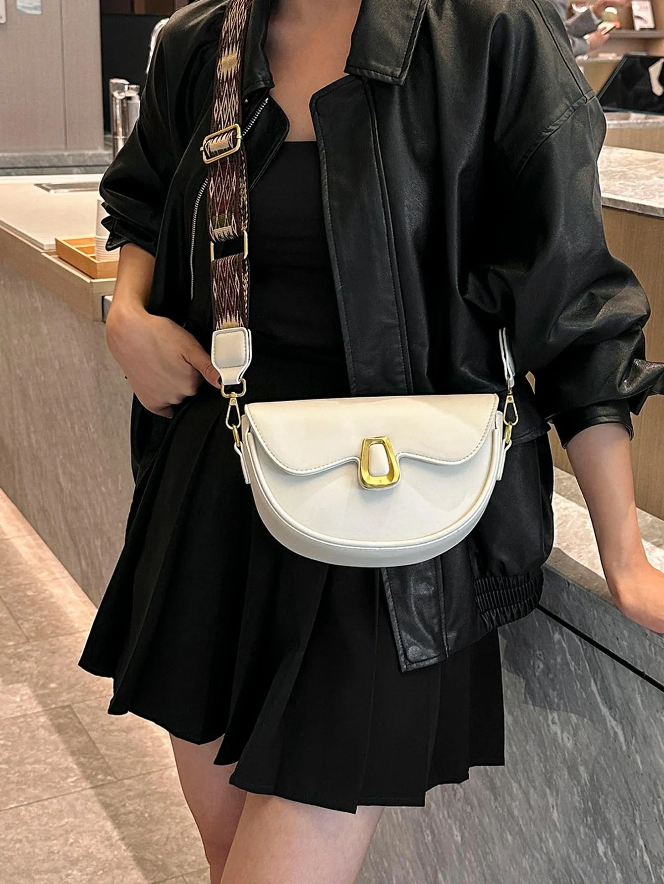 Metal Decor Flap Saddle Bag