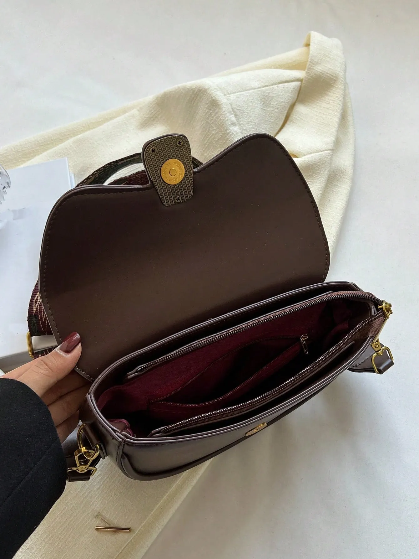 Metal Decor Flap Saddle Bag