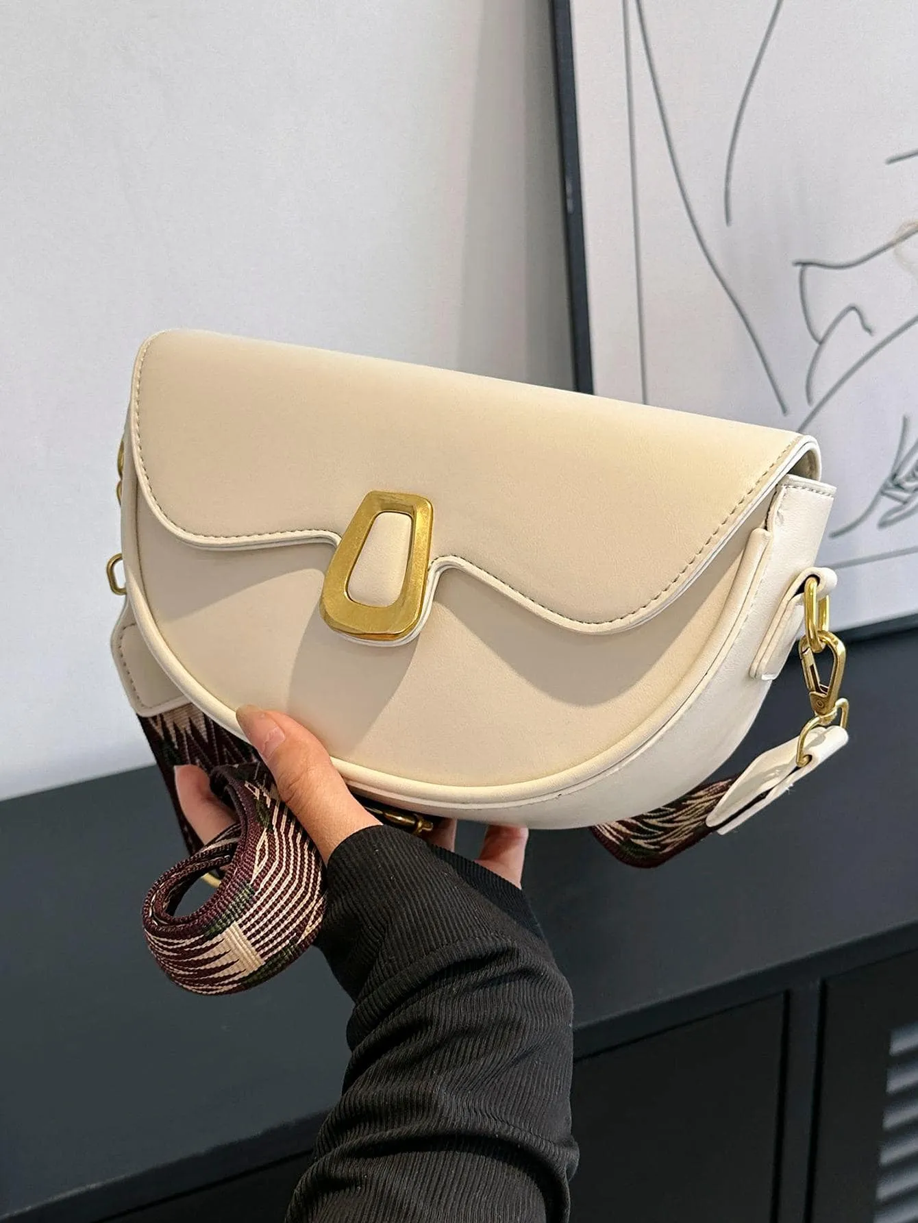 Metal Decor Flap Saddle Bag