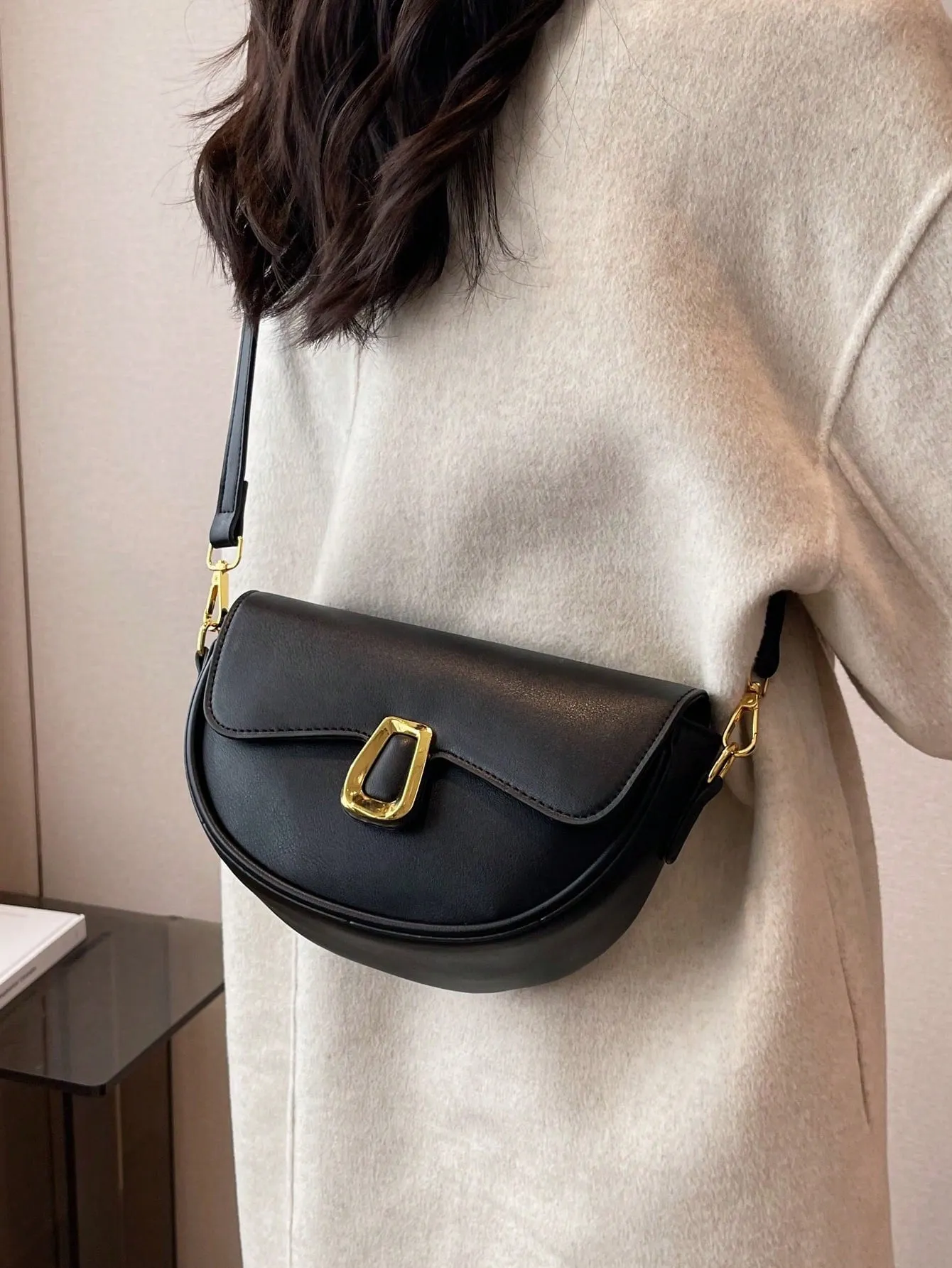 Metal Decor Flap Saddle Bag