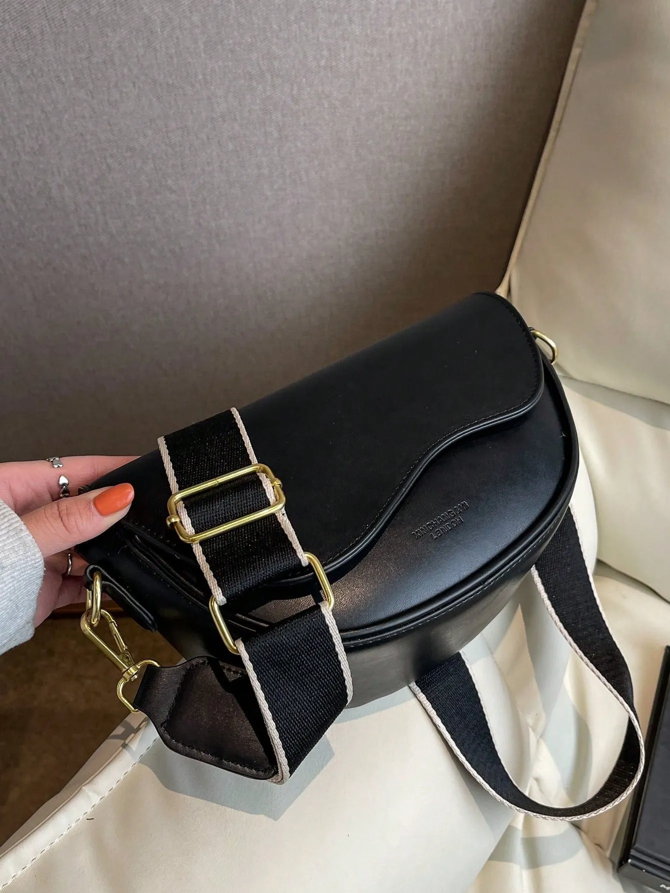 Metal Decor Flap Saddle Bag