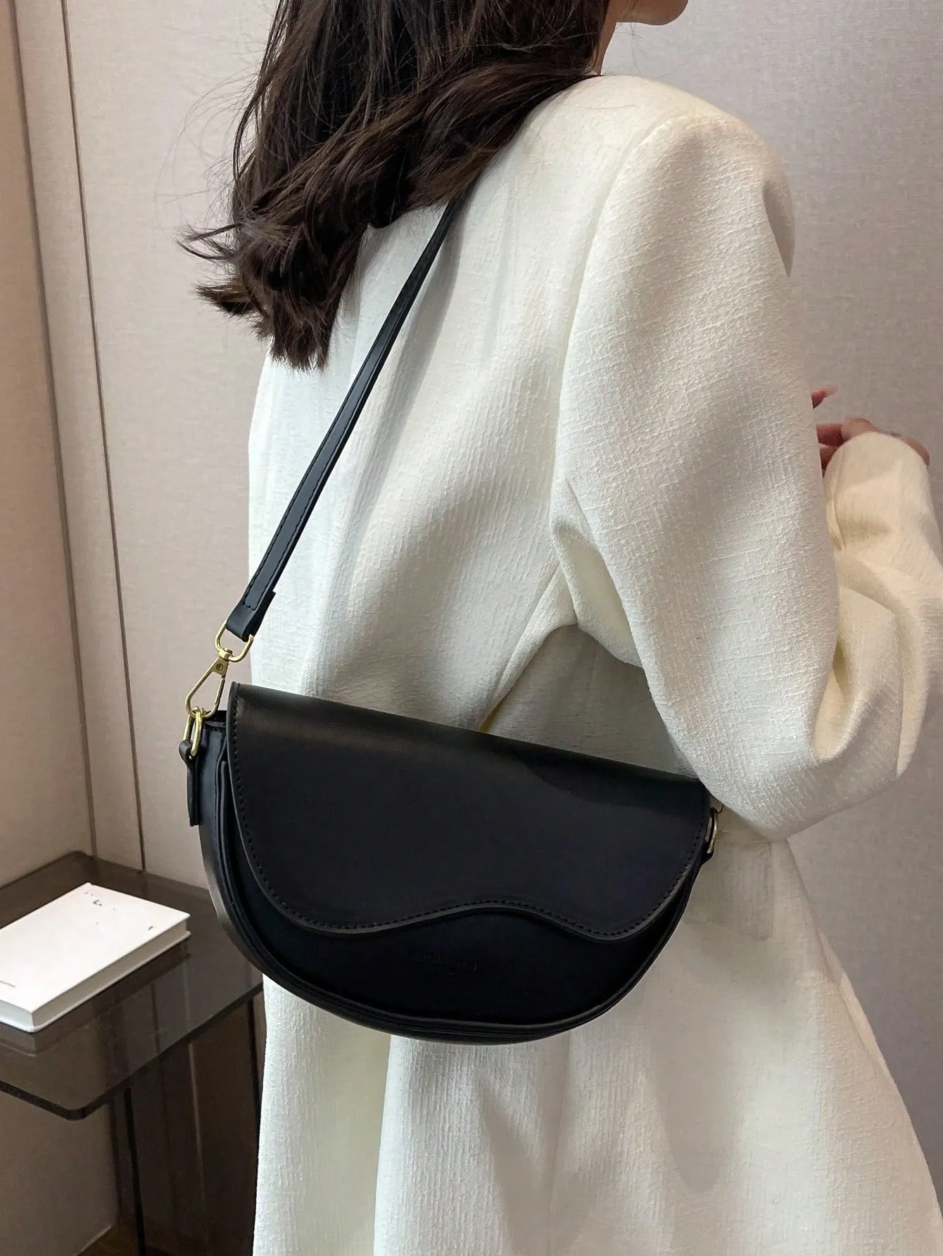 Metal Decor Flap Saddle Bag