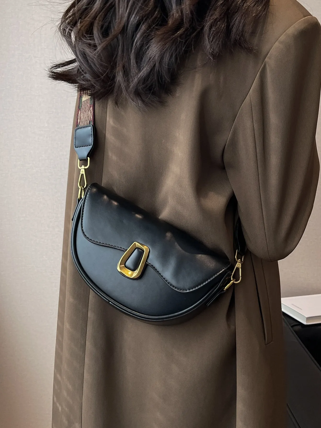 Metal Decor Flap Saddle Bag