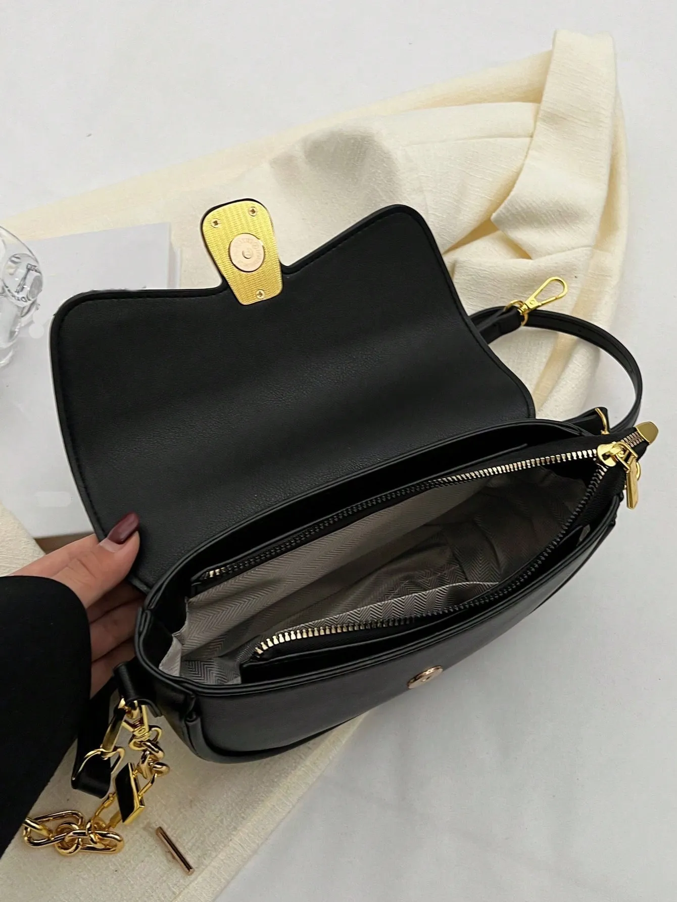 Metal Decor Flap Saddle Bag