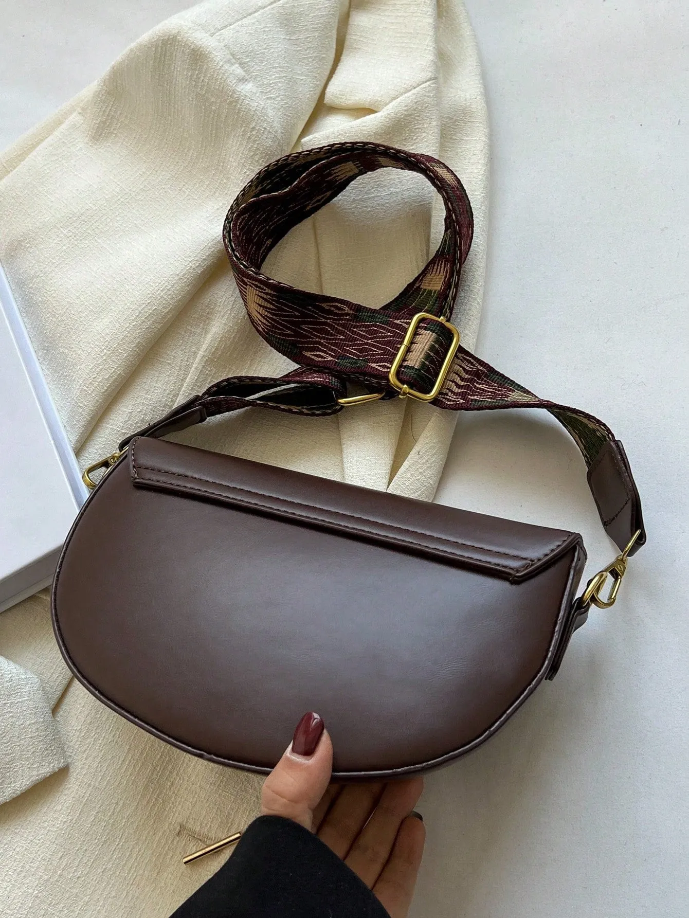 Metal Decor Flap Saddle Bag
