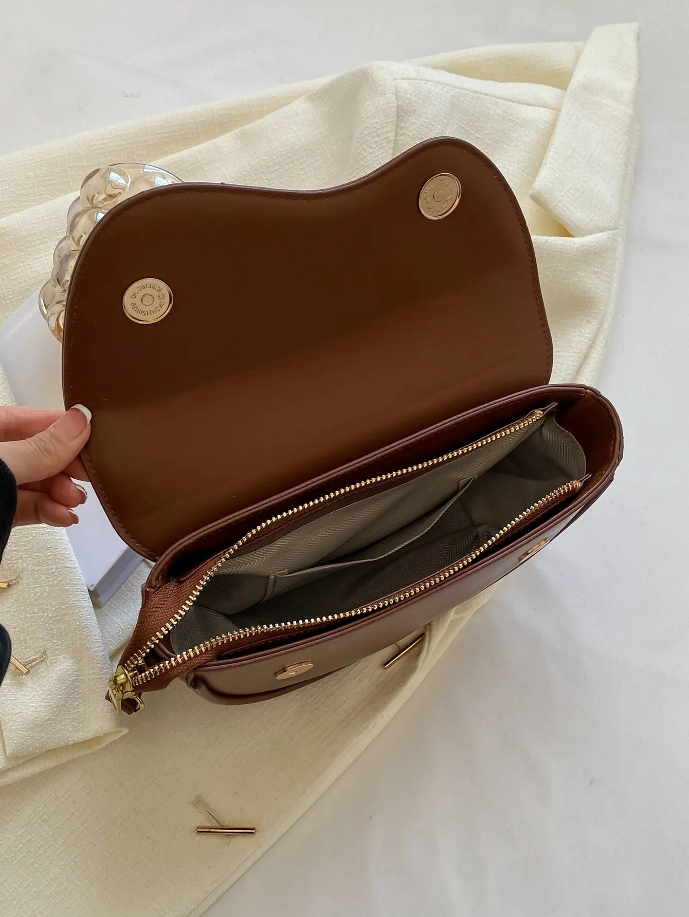 Metal Decor Flap Saddle Bag