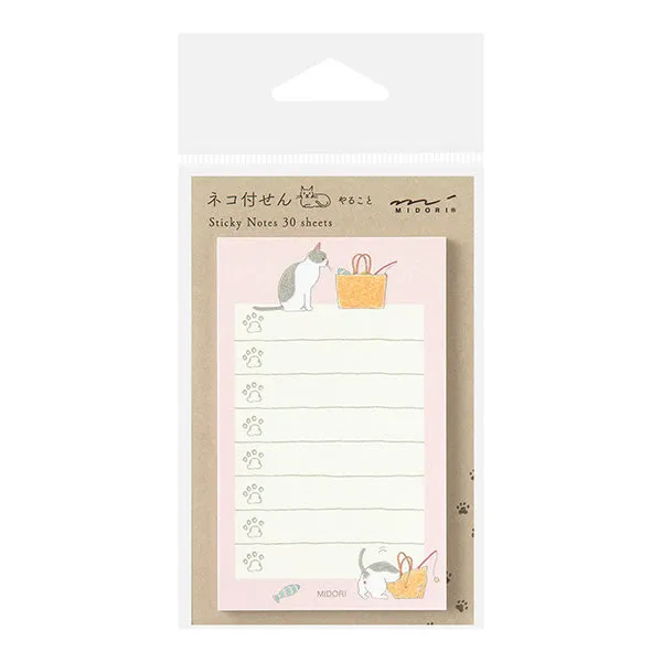 Midori To-do List Sticky Note - Cat Pink - 30 Sheets