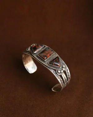Native American Silver Cuff Bracelet w/ Agate