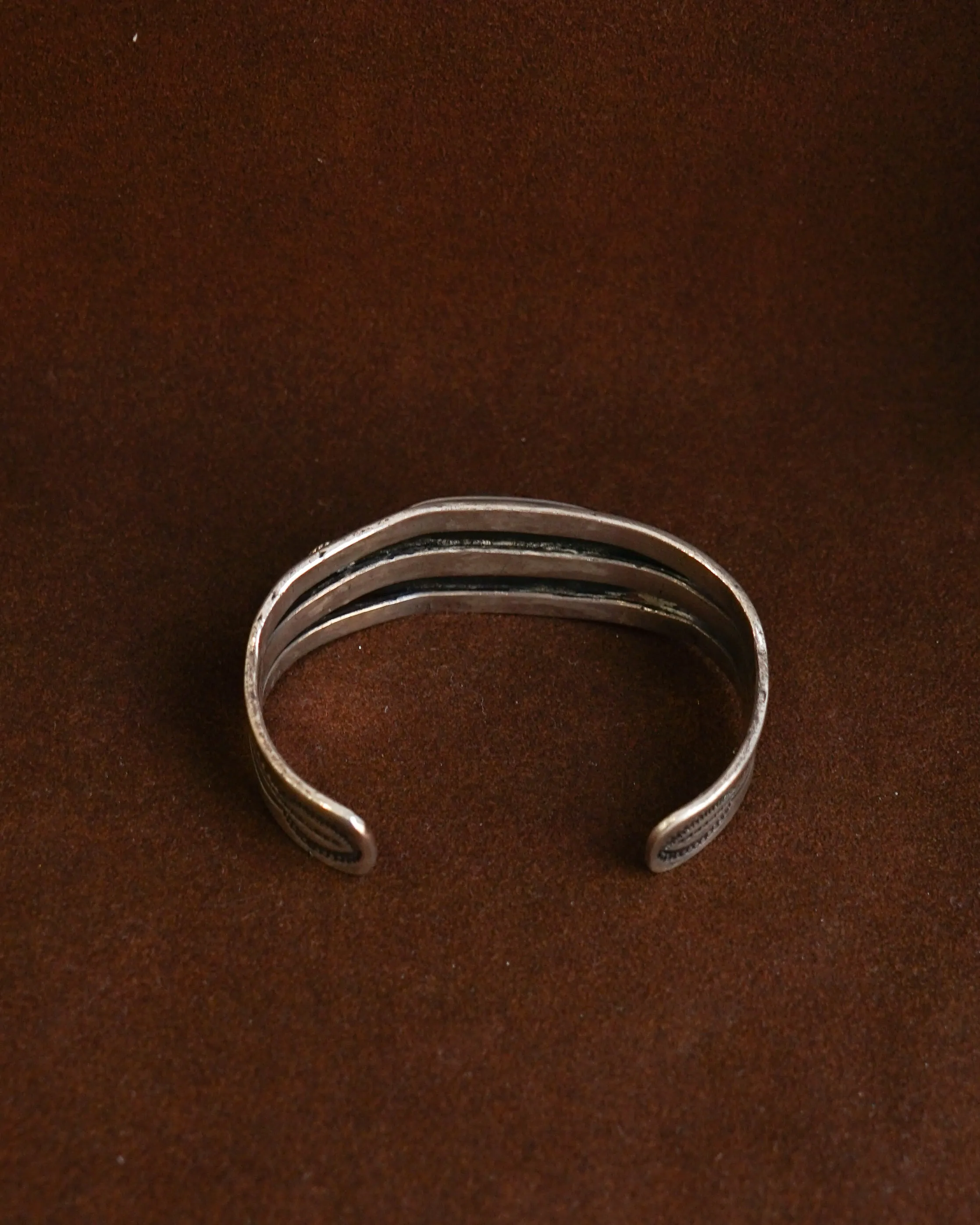 Native American Silver Cuff Bracelet w/ Agate