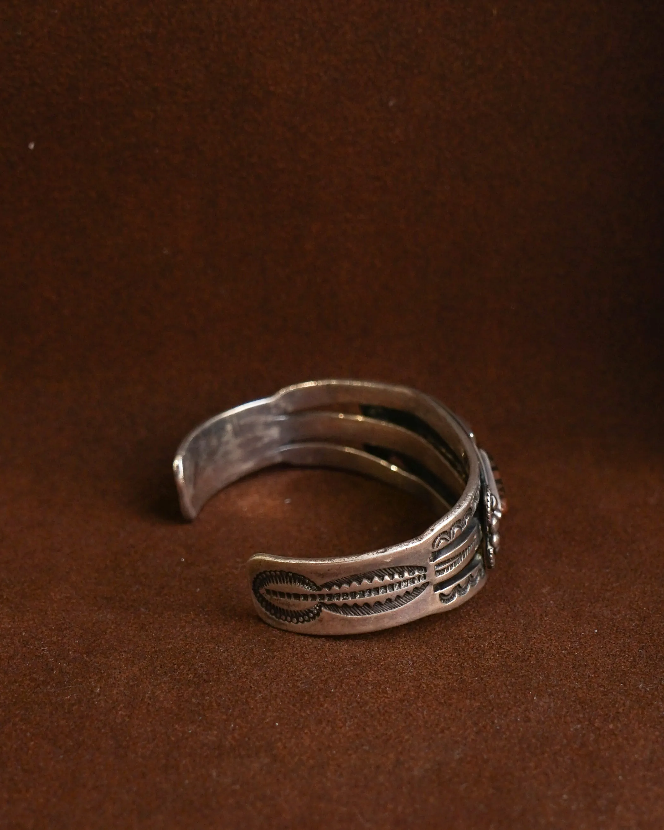 Native American Silver Cuff Bracelet w/ Agate