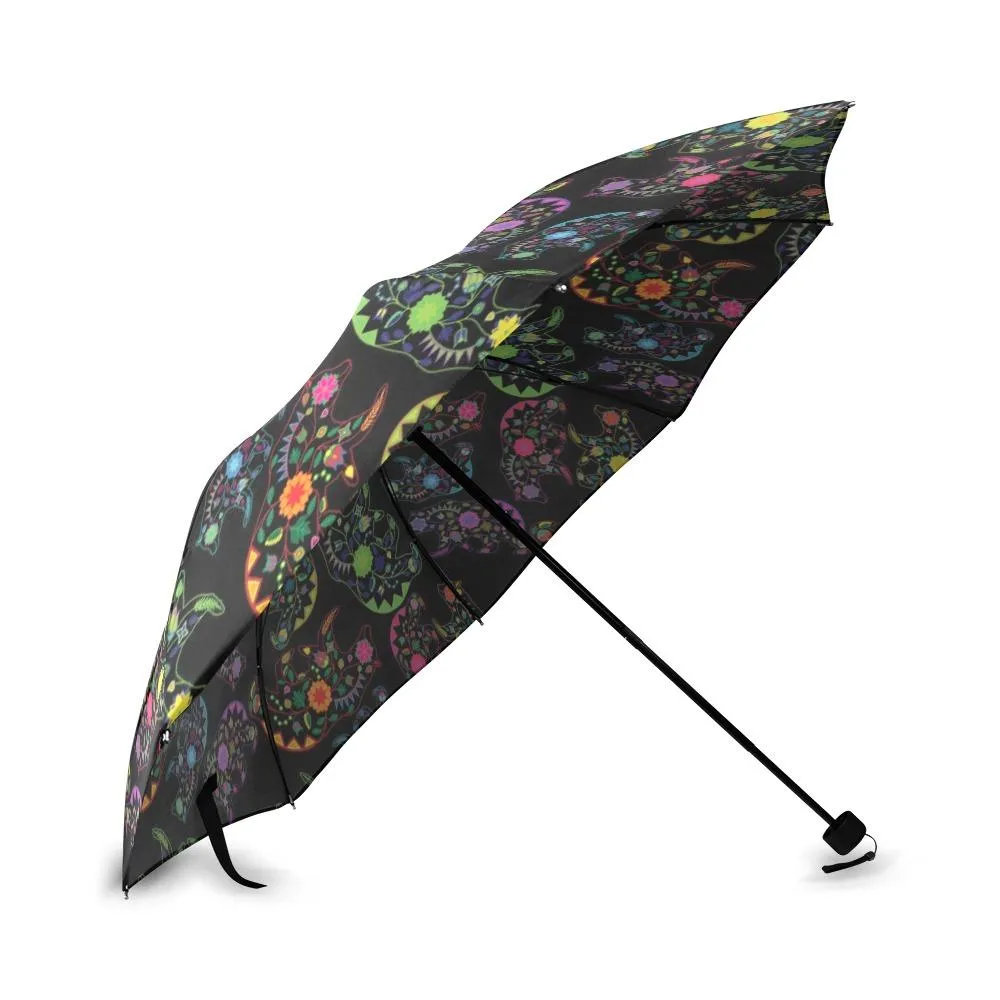 Neon Floral Bears Foldable Umbrella