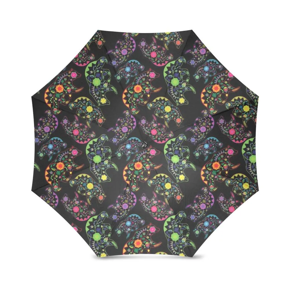 Neon Floral Bears Foldable Umbrella