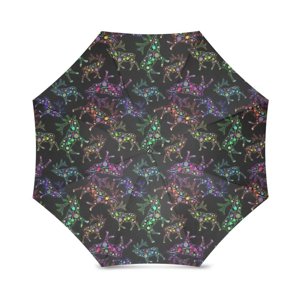 Neon Floral Elks Foldable Umbrella