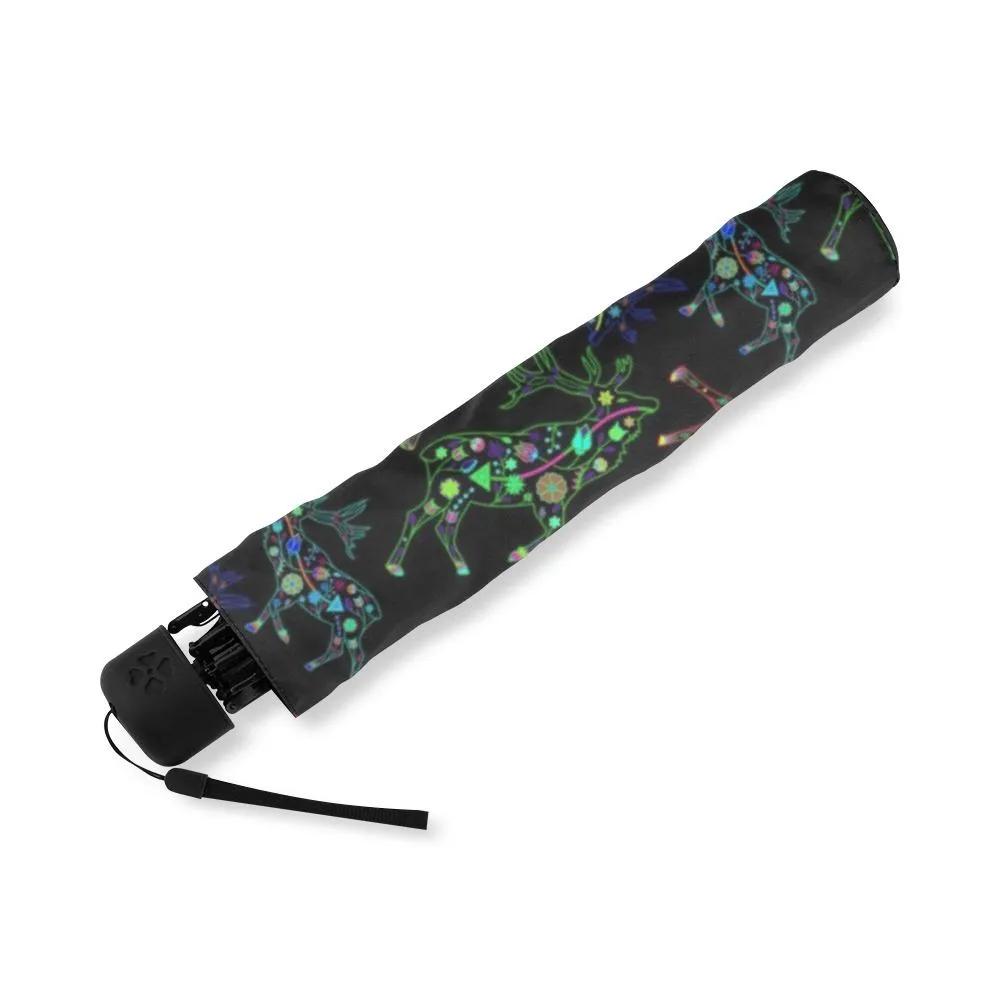 Neon Floral Elks Foldable Umbrella
