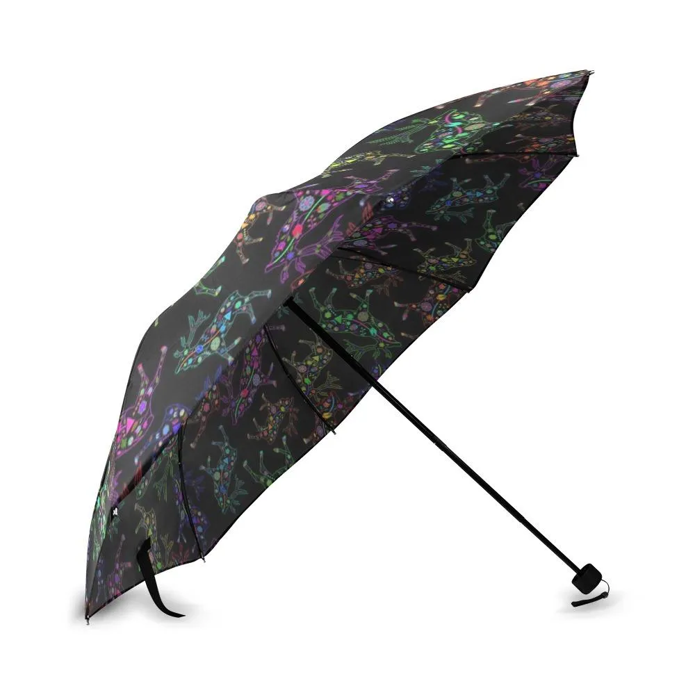 Neon Floral Elks Foldable Umbrella