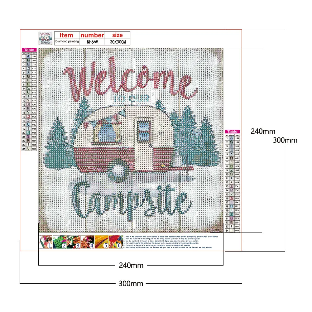Outdoor Camping - Full Round Drill Diamond Painting 30*30CM