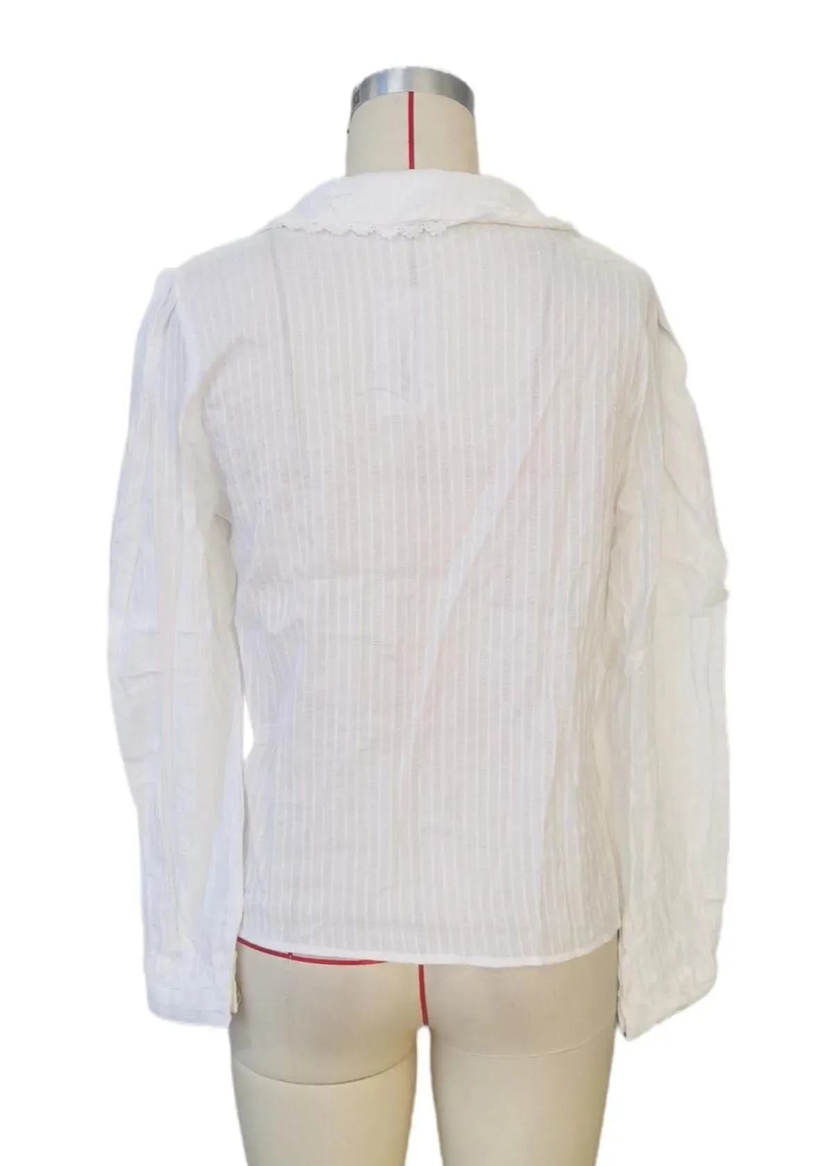 Peter Pan Collar Lace Trim Button Front Womens Shirt