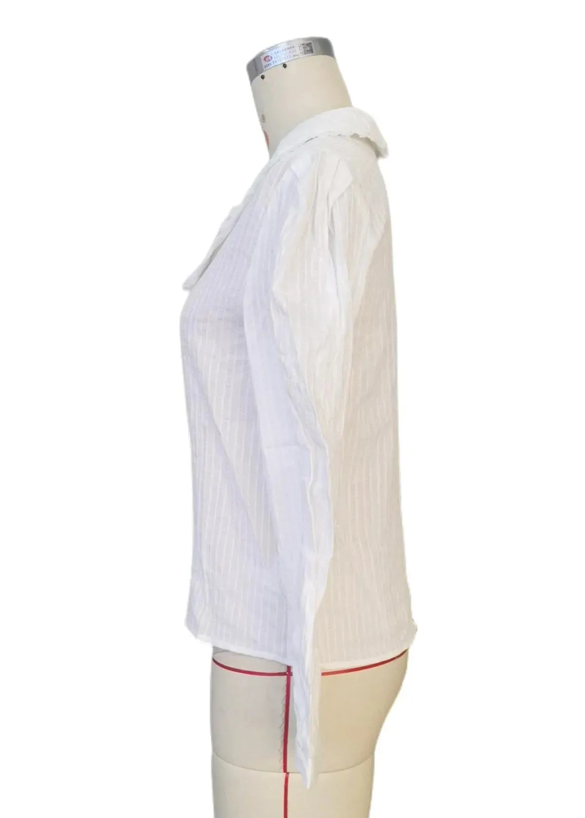 Peter Pan Collar Lace Trim Button Front Womens Shirt