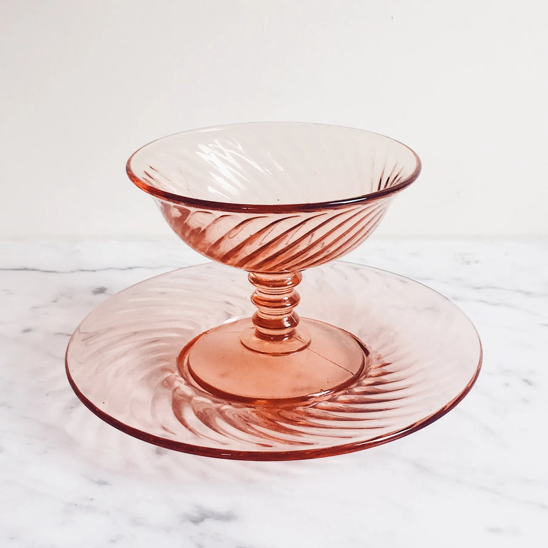 Pink Intoxication Antique Glass Footed Sherbert