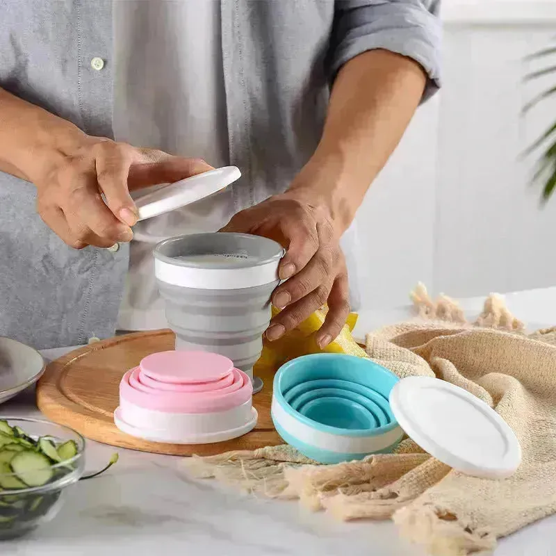 Portable Silicone Foldable Compressible Lunch Box container
