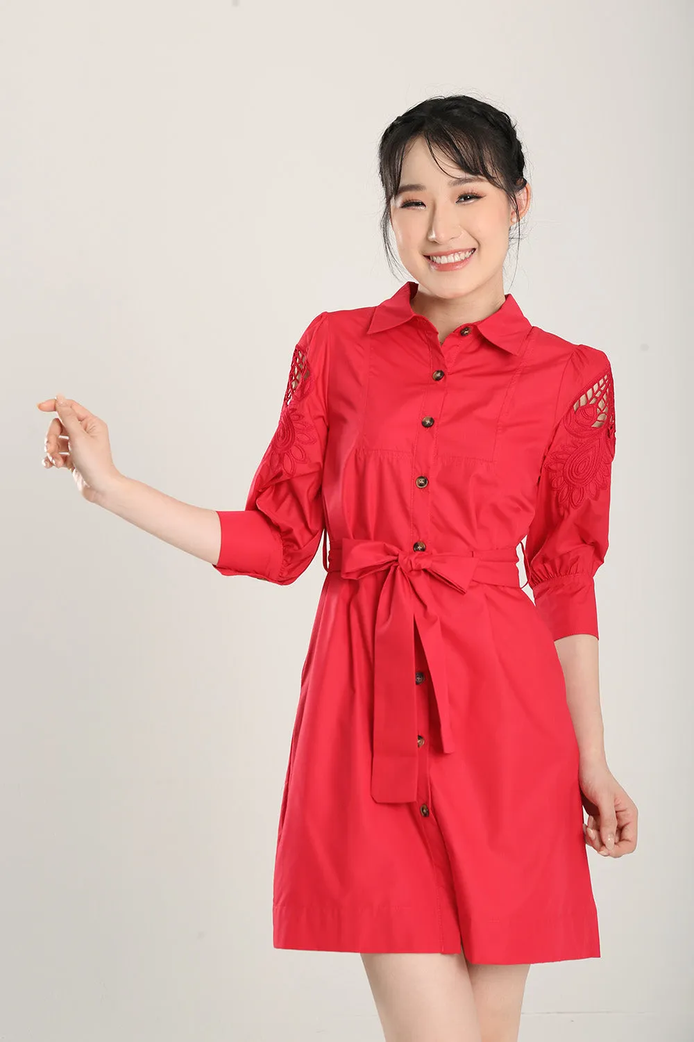 Pvara Midi Dress in Red