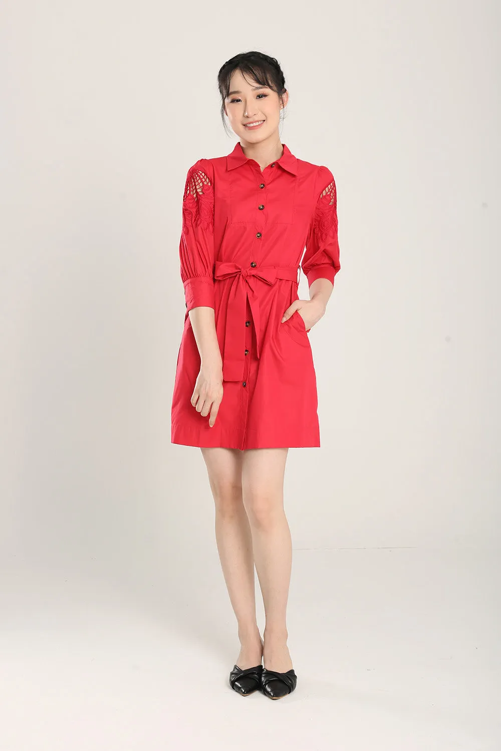 Pvara Midi Dress in Red