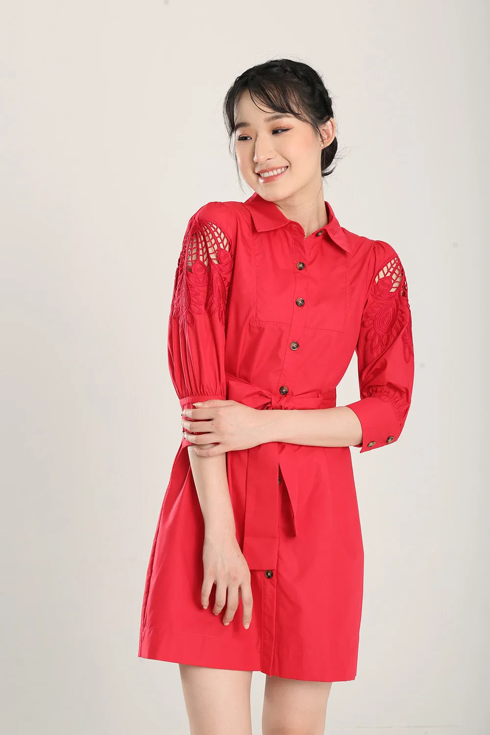 Pvara Midi Dress in Red
