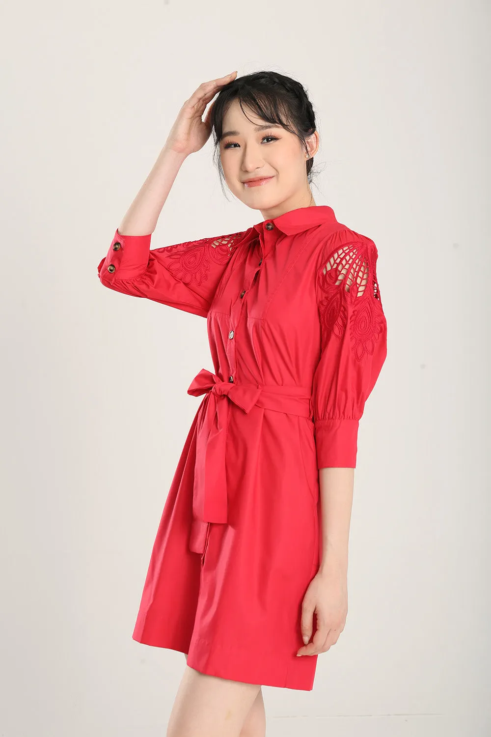 Pvara Midi Dress in Red