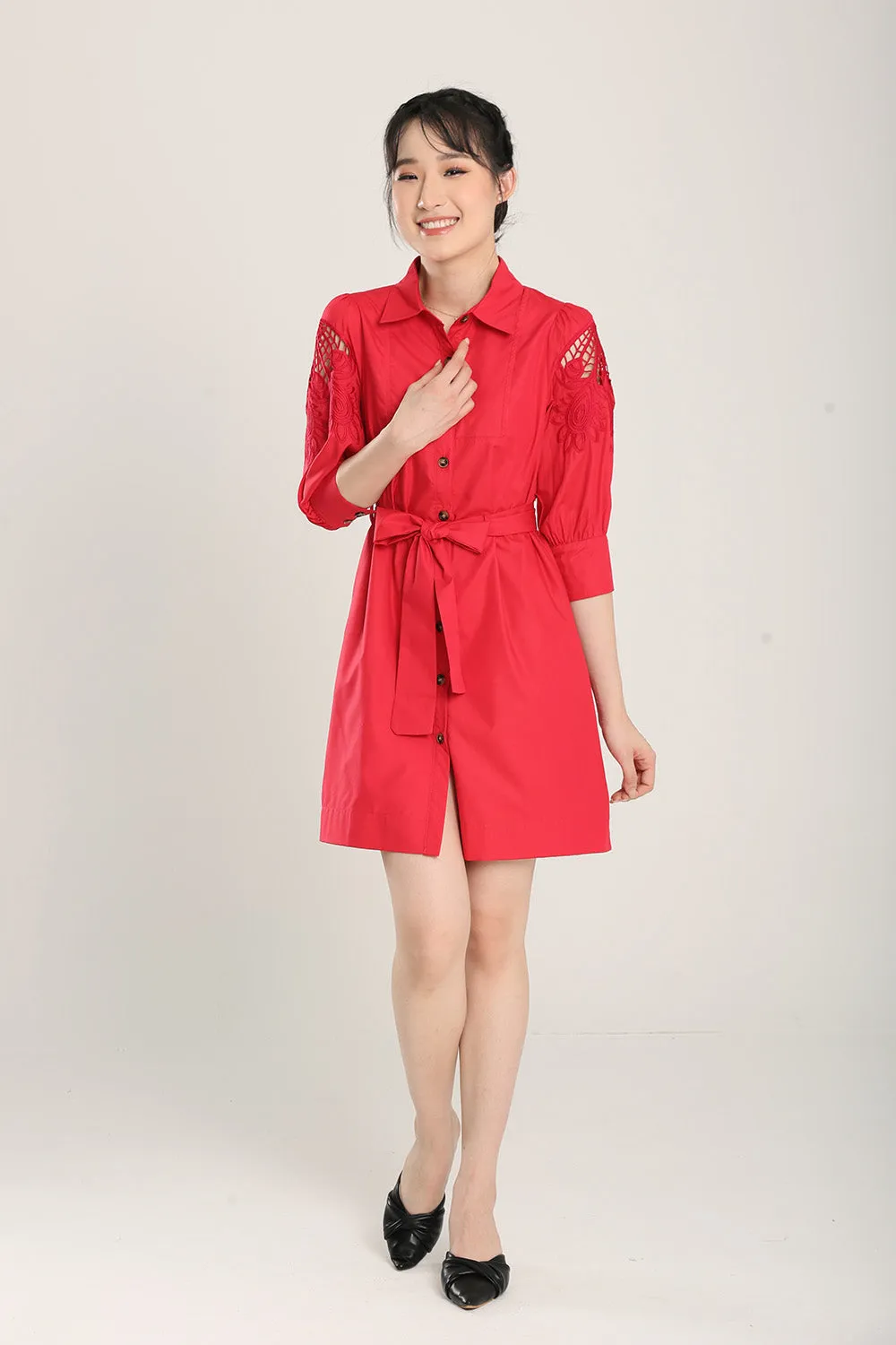 Pvara Midi Dress in Red