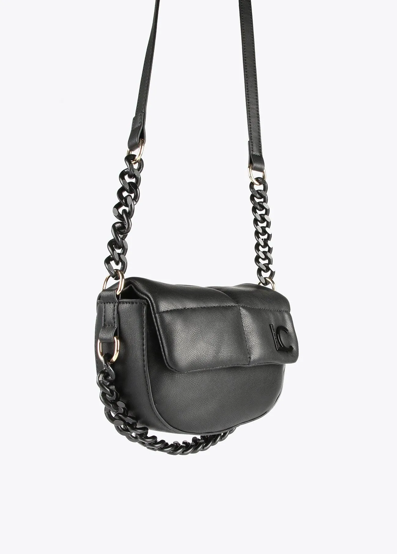 Quilted crossbody bag with flap