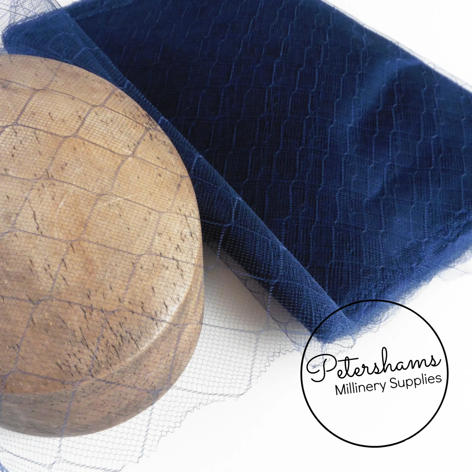 'Rebekka' Vintage 1940s/50s Navy Blue Diamond Pattern Netting - 1m