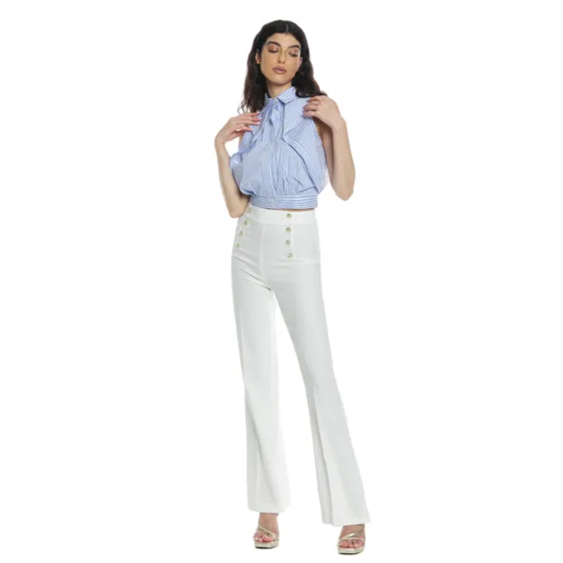 Relish Camicia da donna ADEONA corta senza manica scollo americana con volant righe RDP2403056037 lavanda