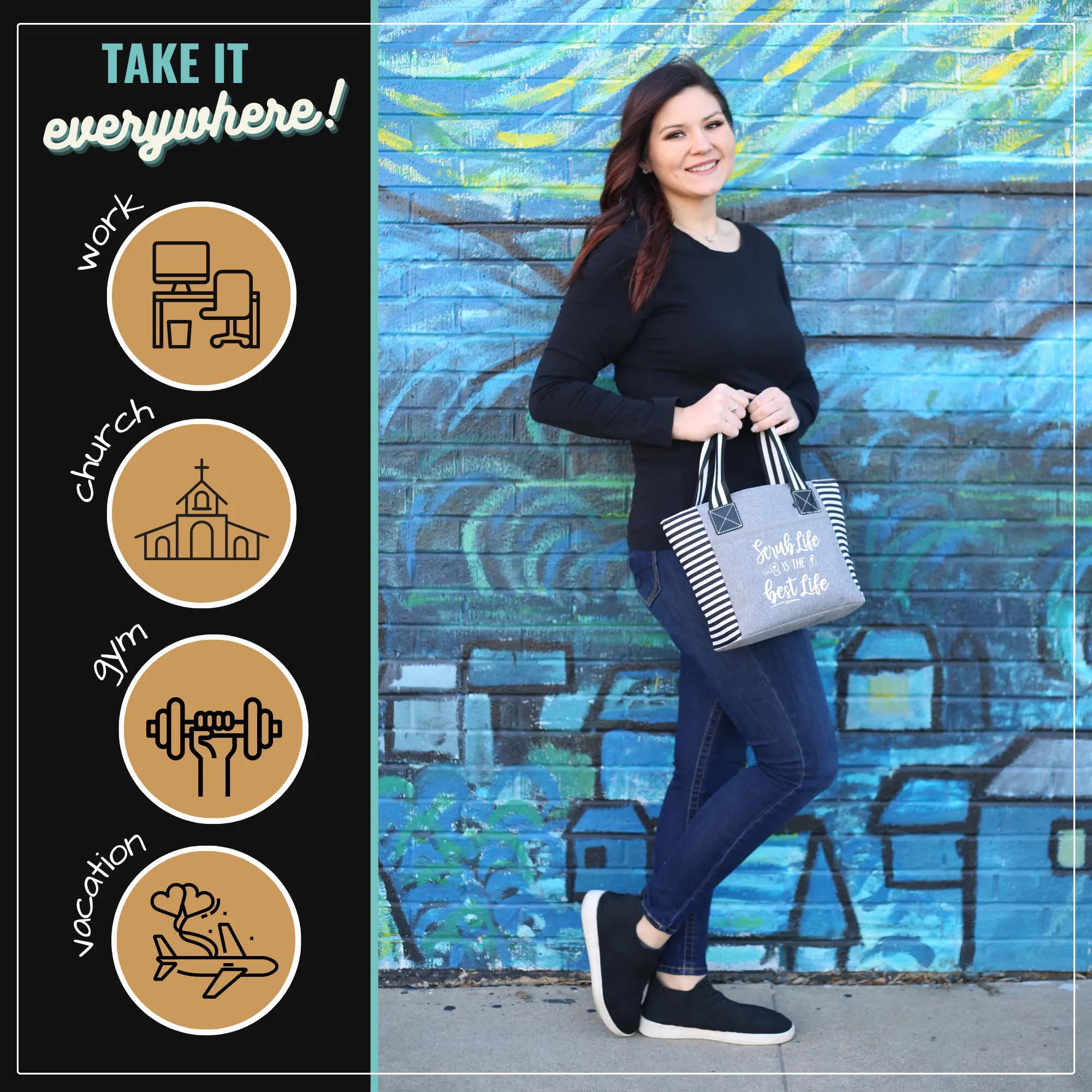 Scrub Life Kaylee Gray Tote Bag for Medical Workers