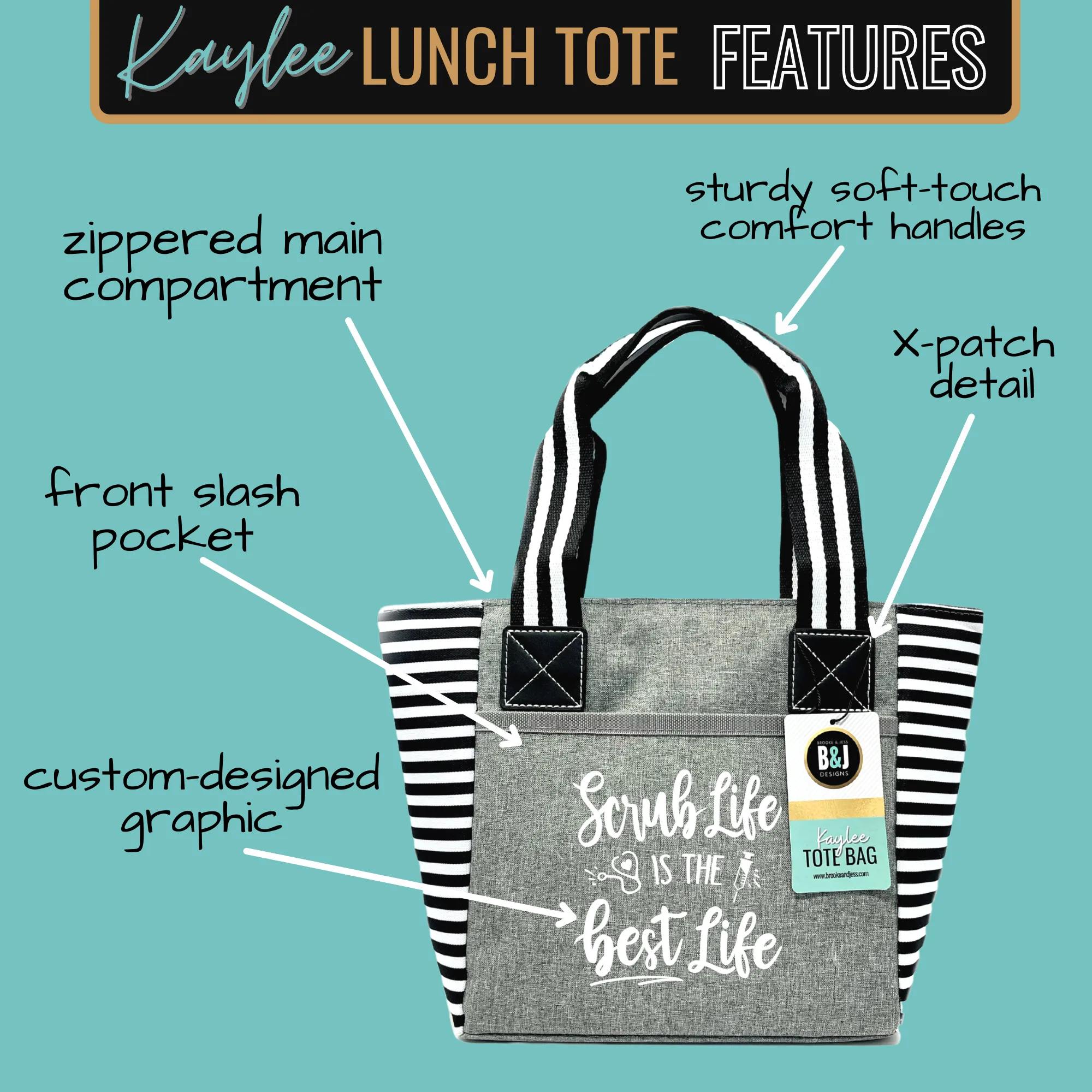Scrub Life Kaylee Gray Tote Bag for Medical Workers