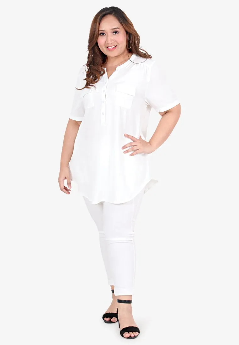Sierra Short Sleeves Granddad Shirt - White