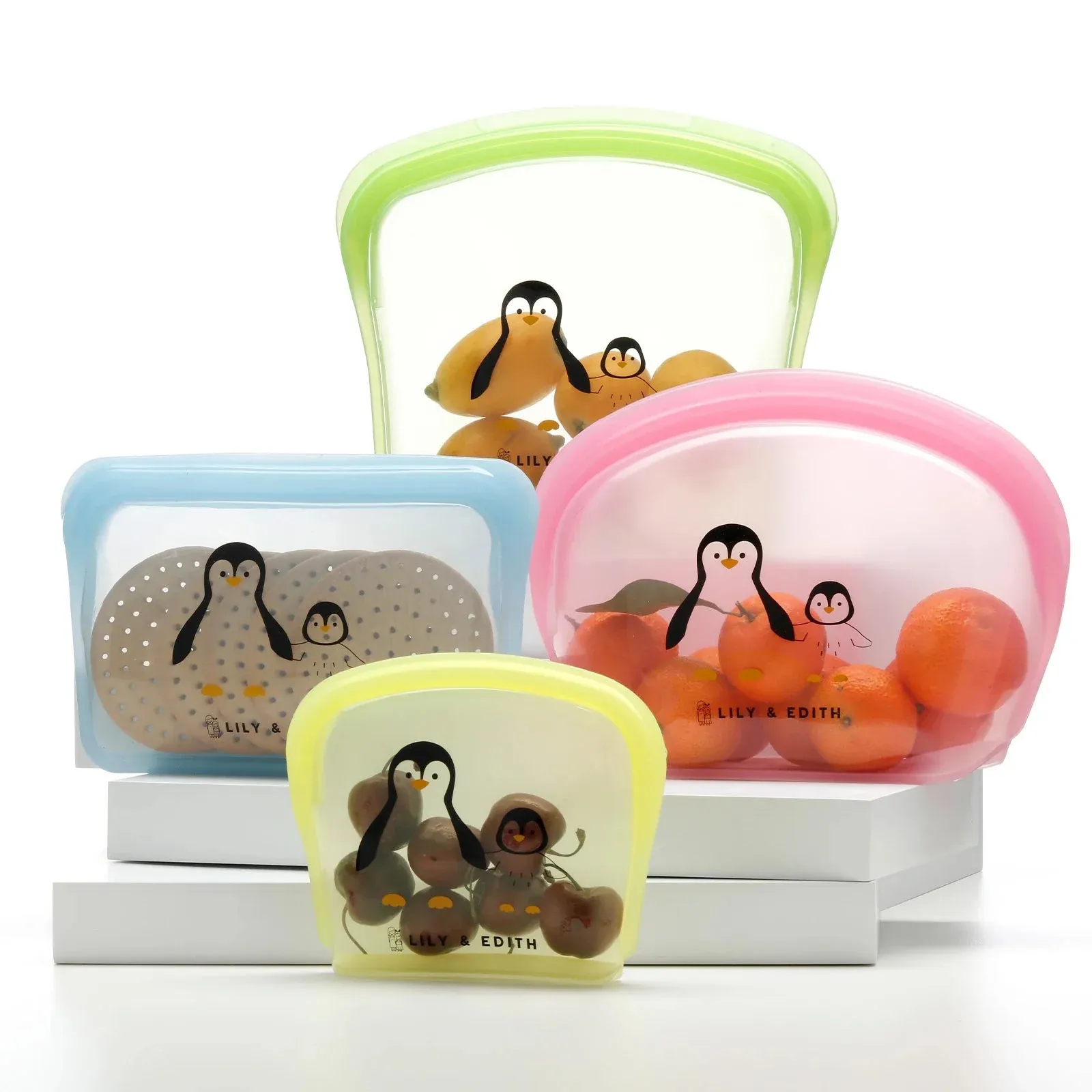 Silicone Reusable Bag Starter Kit 4-Pack | Penguin